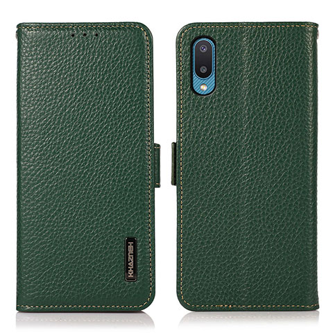 Funda de Cuero Cartera con Soporte Carcasa B03H para Samsung Galaxy A02 Verde