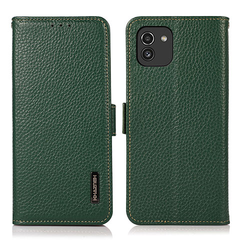 Funda de Cuero Cartera con Soporte Carcasa B03H para Samsung Galaxy A03 Verde