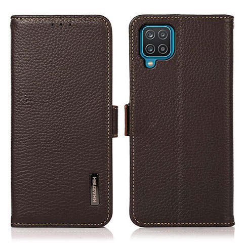 Funda de Cuero Cartera con Soporte Carcasa B03H para Samsung Galaxy A12 5G Marron