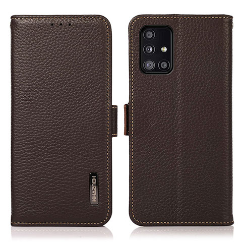 Funda de Cuero Cartera con Soporte Carcasa B03H para Samsung Galaxy A51 4G Marron