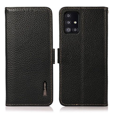 Funda de Cuero Cartera con Soporte Carcasa B03H para Samsung Galaxy A51 4G Negro