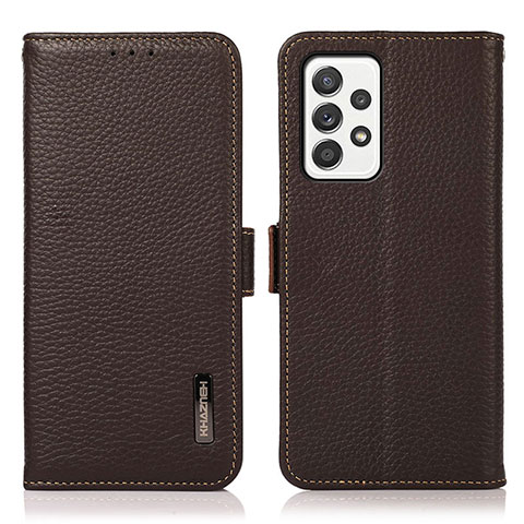 Funda de Cuero Cartera con Soporte Carcasa B03H para Samsung Galaxy A52 4G Marron