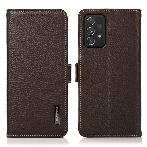 Funda de Cuero Cartera con Soporte Carcasa B03H para Samsung Galaxy A72 4G Marron