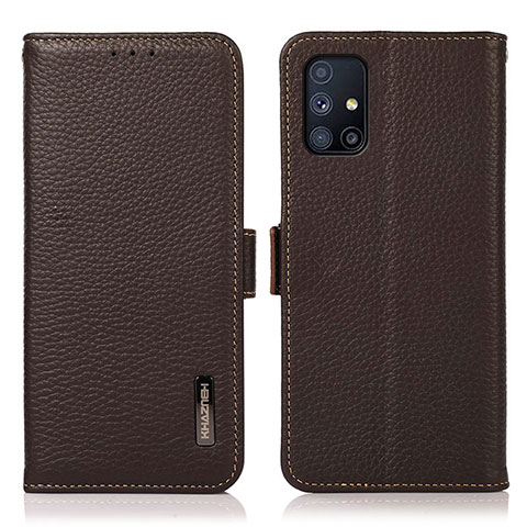 Funda de Cuero Cartera con Soporte Carcasa B03H para Samsung Galaxy M51 Marron