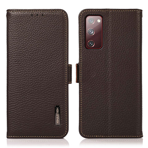 Funda de Cuero Cartera con Soporte Carcasa B03H para Samsung Galaxy S20 Lite 5G Marron