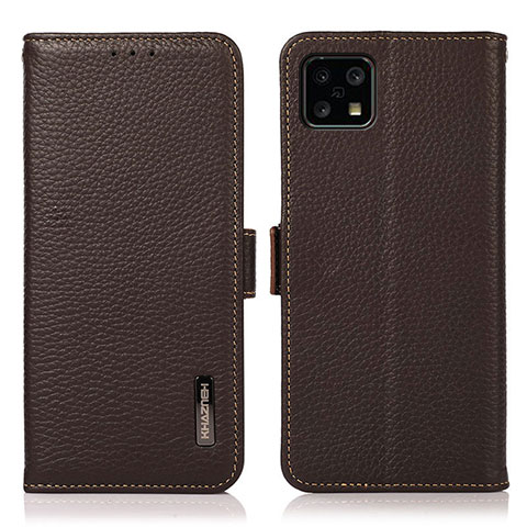 Funda de Cuero Cartera con Soporte Carcasa B03H para Sharp Aquos Sense4 Marron