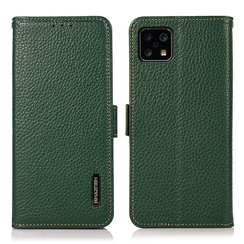 Funda de Cuero Cartera con Soporte Carcasa B03H para Sharp Aquos Sense4 Verde