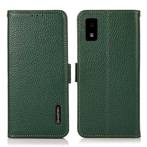 Funda de Cuero Cartera con Soporte Carcasa B03H para Sharp Aquos wish2 Verde