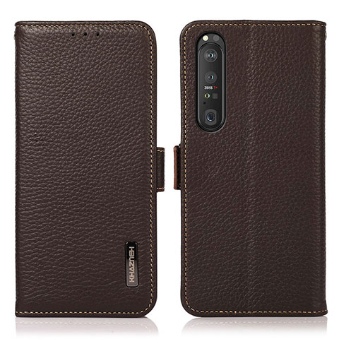 Funda de Cuero Cartera con Soporte Carcasa B03H para Sony Xperia 1 III Marron