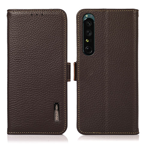 Funda de Cuero Cartera con Soporte Carcasa B03H para Sony Xperia 1 IV Marron