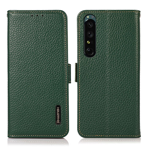 Funda de Cuero Cartera con Soporte Carcasa B03H para Sony Xperia 1 IV Verde