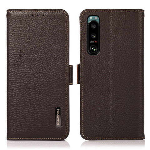 Funda de Cuero Cartera con Soporte Carcasa B03H para Sony Xperia 5 III Marron