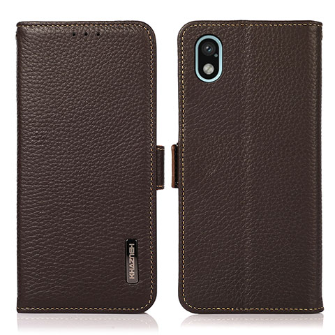 Funda de Cuero Cartera con Soporte Carcasa B03H para Sony Xperia Ace III SO-53C Marron