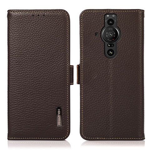 Funda de Cuero Cartera con Soporte Carcasa B03H para Sony Xperia PRO-I Marron