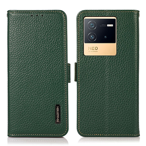 Funda de Cuero Cartera con Soporte Carcasa B03H para Vivo iQOO Neo6 5G Verde