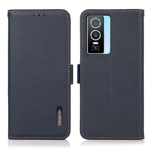 Funda de Cuero Cartera con Soporte Carcasa B03H para Vivo Y76s 5G Azul