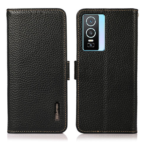 Funda de Cuero Cartera con Soporte Carcasa B03H para Vivo Y76s 5G Negro