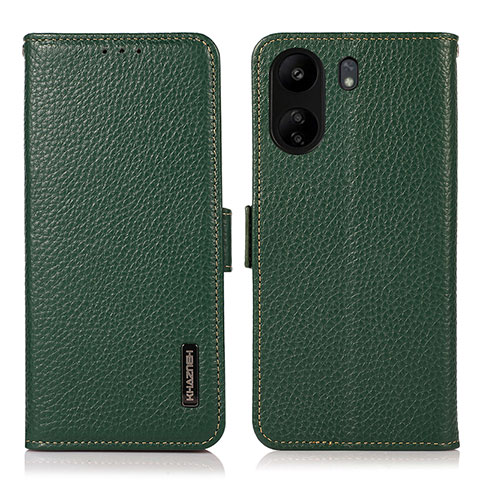 Funda de Cuero Cartera con Soporte Carcasa B03H para Xiaomi Poco C65 Verde