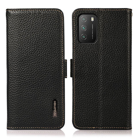 Funda de Cuero Cartera con Soporte Carcasa B03H para Xiaomi Poco M3 Negro