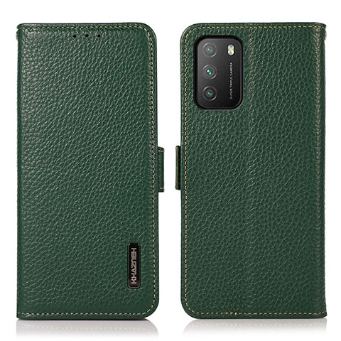 Funda de Cuero Cartera con Soporte Carcasa B03H para Xiaomi Poco M3 Verde