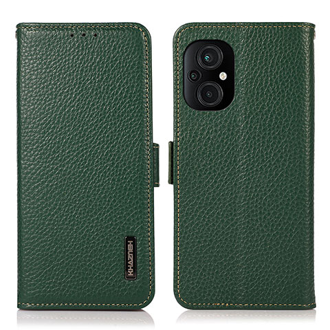 Funda de Cuero Cartera con Soporte Carcasa B03H para Xiaomi Poco M5 4G Verde