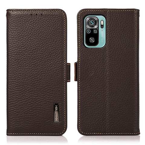 Funda de Cuero Cartera con Soporte Carcasa B03H para Xiaomi Poco M5S Marron