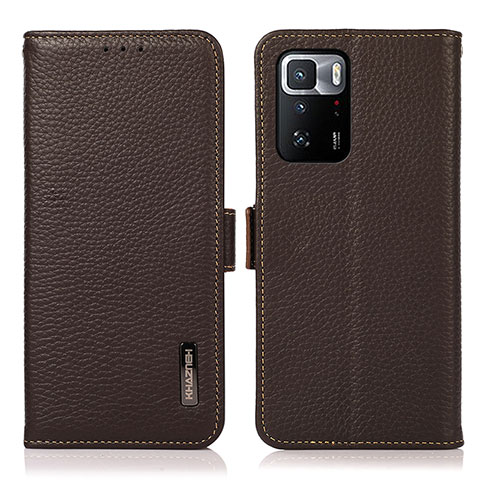 Funda de Cuero Cartera con Soporte Carcasa B03H para Xiaomi Poco X3 GT 5G Marron