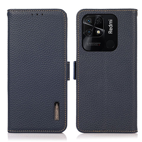 Funda de Cuero Cartera con Soporte Carcasa B03H para Xiaomi Redmi 10 India Azul