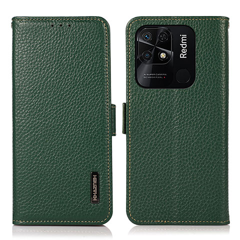 Funda de Cuero Cartera con Soporte Carcasa B03H para Xiaomi Redmi 10 Power Verde