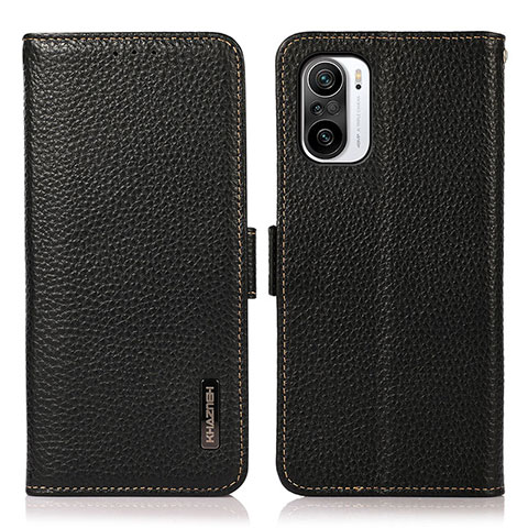 Funda de Cuero Cartera con Soporte Carcasa B03H para Xiaomi Redmi K40 5G Negro