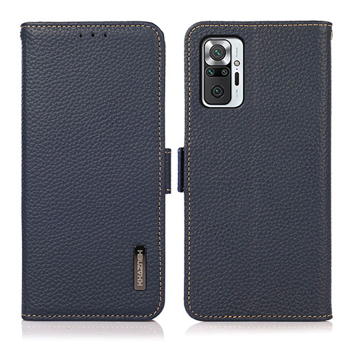 Funda de Cuero Cartera con Soporte Carcasa B03H para Xiaomi Redmi Note 10 Pro 4G Azul