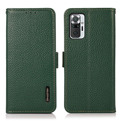 Funda de Cuero Cartera con Soporte Carcasa B03H para Xiaomi Redmi Note 10 Pro 4G Verde