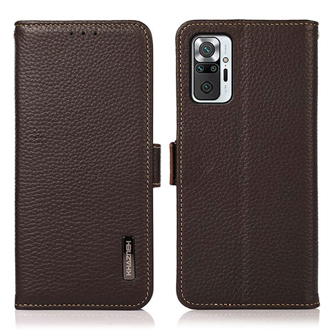 Funda de Cuero Cartera con Soporte Carcasa B03H para Xiaomi Redmi Note 10 Pro Max Marron