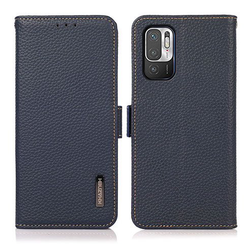 Funda de Cuero Cartera con Soporte Carcasa B03H para Xiaomi Redmi Note 10T 5G Azul