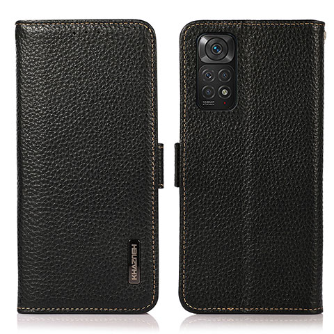 Funda de Cuero Cartera con Soporte Carcasa B03H para Xiaomi Redmi Note 11 4G (2022) Negro