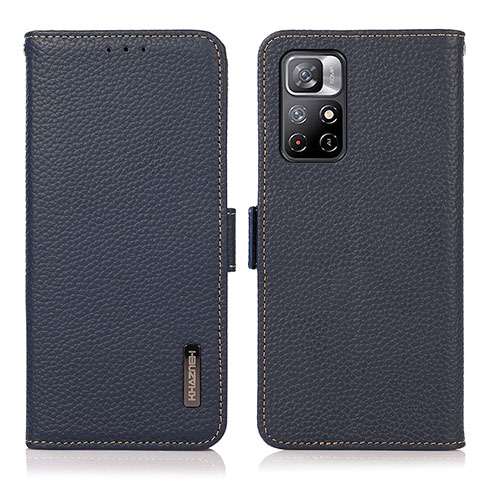 Funda de Cuero Cartera con Soporte Carcasa B03H para Xiaomi Redmi Note 11 5G Azul