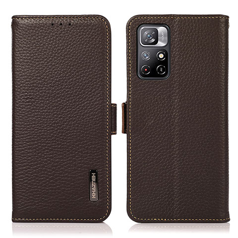 Funda de Cuero Cartera con Soporte Carcasa B03H para Xiaomi Redmi Note 11 5G Marron