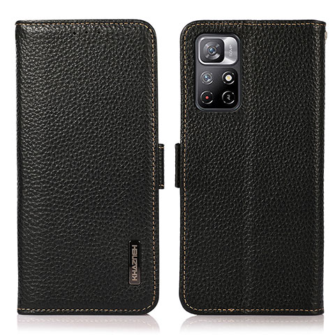 Funda de Cuero Cartera con Soporte Carcasa B03H para Xiaomi Redmi Note 11 5G Negro