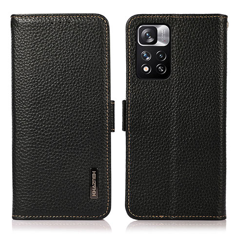 Funda de Cuero Cartera con Soporte Carcasa B03H para Xiaomi Redmi Note 11 Pro+ Plus 5G Negro