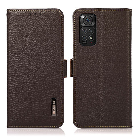 Funda de Cuero Cartera con Soporte Carcasa B03H para Xiaomi Redmi Note 11S 4G Marron