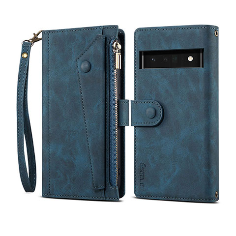 Funda de Cuero Cartera con Soporte Carcasa B03S para Google Pixel 6 Pro 5G Azul