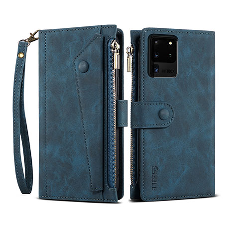 Funda de Cuero Cartera con Soporte Carcasa B03S para Samsung Galaxy S20 Ultra 5G Azul