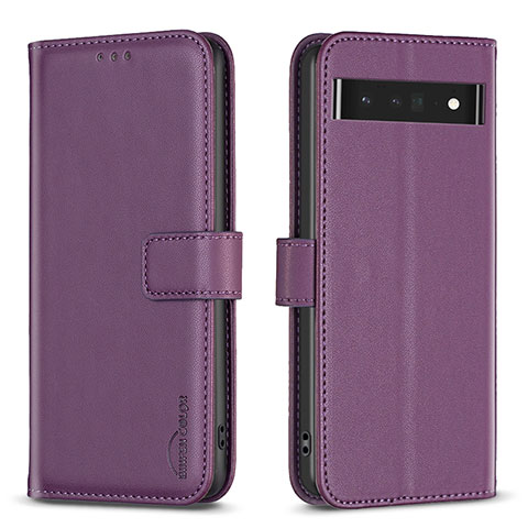 Funda de Cuero Cartera con Soporte Carcasa B04F para Google Pixel 7 Pro 5G Morado