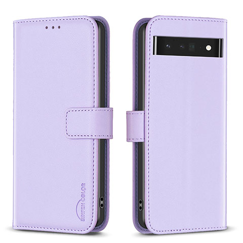 Funda de Cuero Cartera con Soporte Carcasa B04F para Google Pixel 7 Pro 5G Purpura Claro