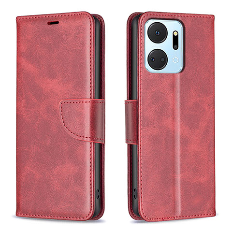 Funda de Cuero Cartera con Soporte Carcasa B04F para Huawei Honor X7a Rojo