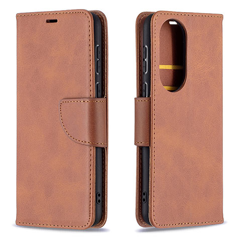 Funda de Cuero Cartera con Soporte Carcasa B04F para Huawei P50 Pro Marron