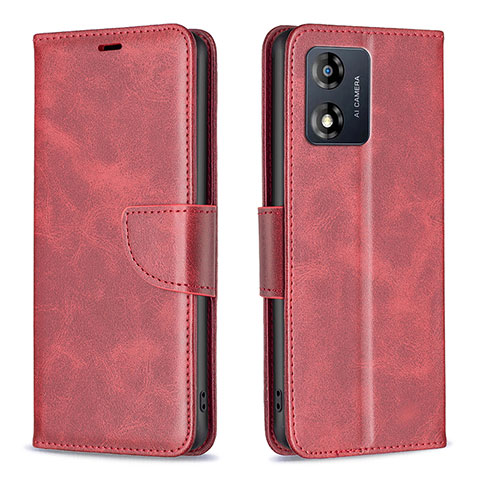 Funda de Cuero Cartera con Soporte Carcasa B04F para Motorola Moto E13 Rojo