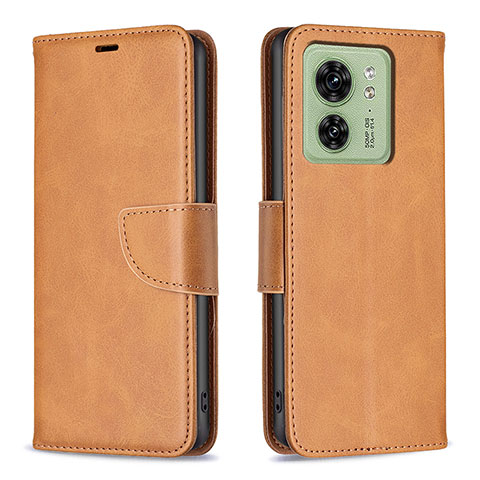 Funda de Cuero Cartera con Soporte Carcasa B04F para Motorola Moto Edge (2023) 5G Marron Claro