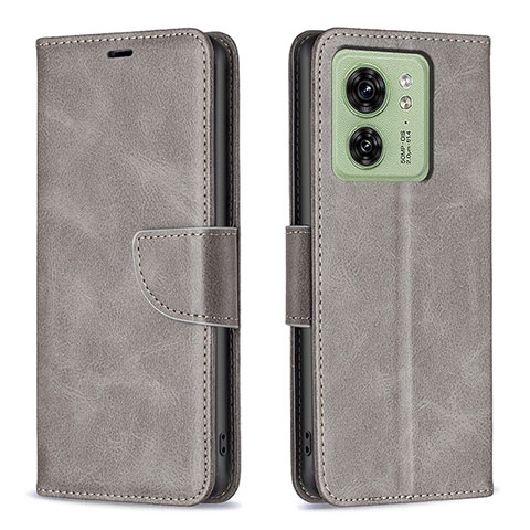 Funda de Cuero Cartera con Soporte Carcasa B04F para Motorola Moto Edge 40 5G Gris