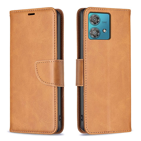 Funda de Cuero Cartera con Soporte Carcasa B04F para Motorola Moto Edge 40 Neo 5G Marron Claro